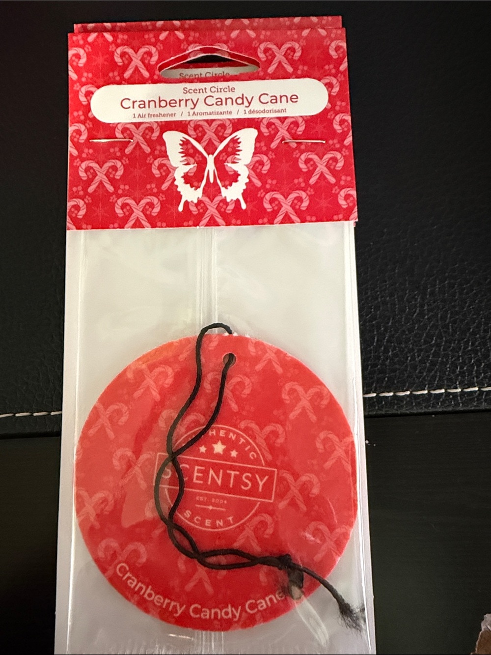 Scentsy Red Cranberry Candy Cane Hanging Air Freshener